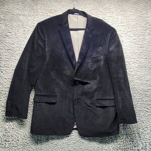 Saddlebred Mens Black Corduroy Blazer Jacket 46R Cotton Shell Polyester Lining T